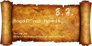 Bogdányi Henrik névjegykártya